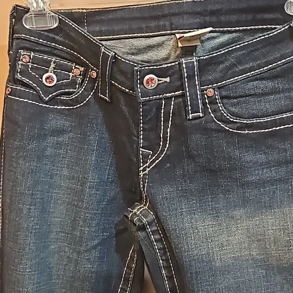 True Religion Dark Blue Flare Jeans - Picture 3 of 12